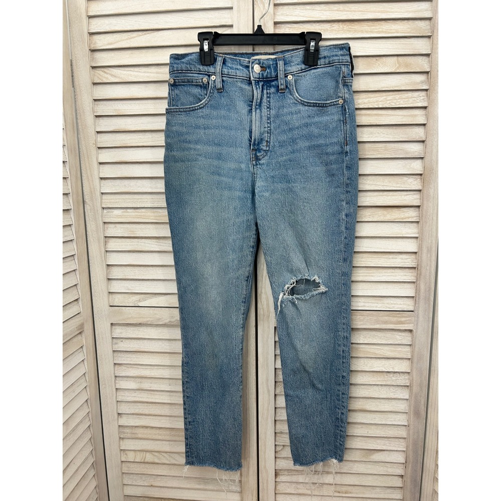 Madewell The Perfect Vintage Crop Jean 28 Blue Distressed Boho Y2K